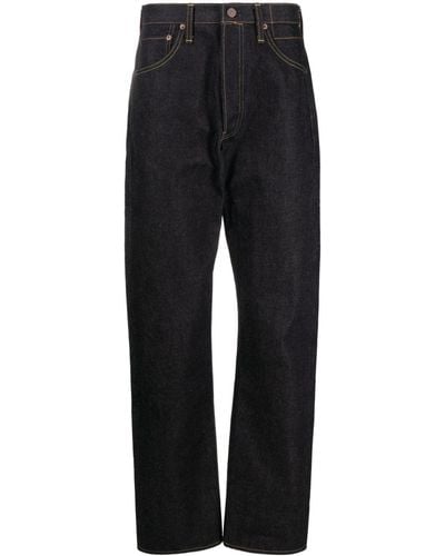 Visvim Mid Waist Jeans Met Contrasterend Stiksel - Zwart