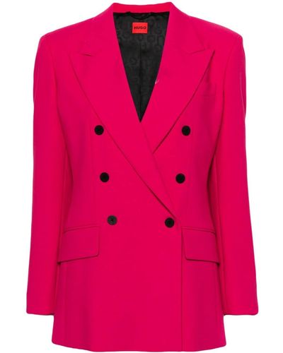 HUGO Double-breasted Tailored Blazer - Pink