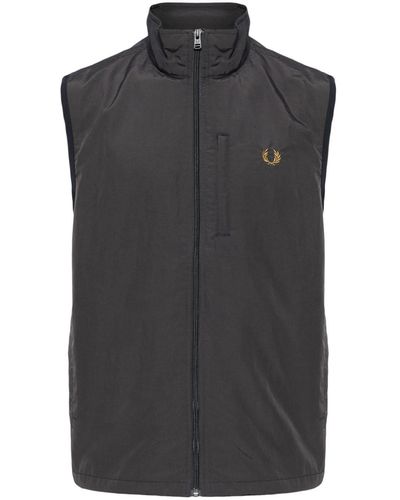Fred Perry Logo-embroidered Gilet - Black
