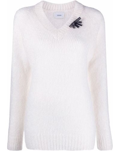 Erdem Embellished-broach Sweater - White