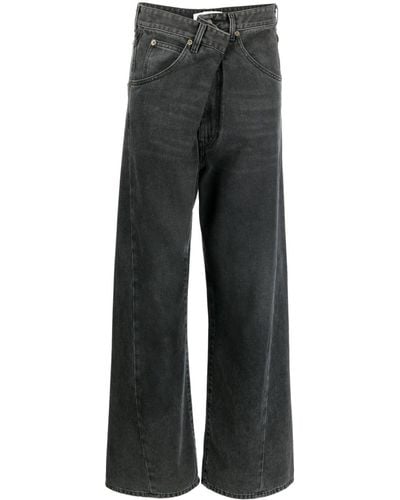 DARKPARK Adjustable-waist Wide-leg Jeans - Grey