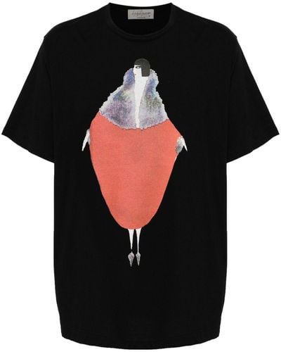 Yohji Yamamoto T-shirt con stampa grafica - Nero