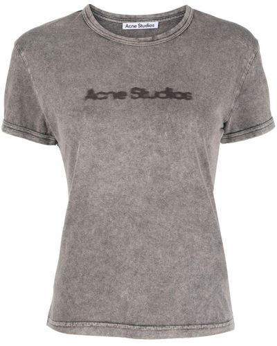 Acne Studios T-Shirt mit Logo-Print - Grau