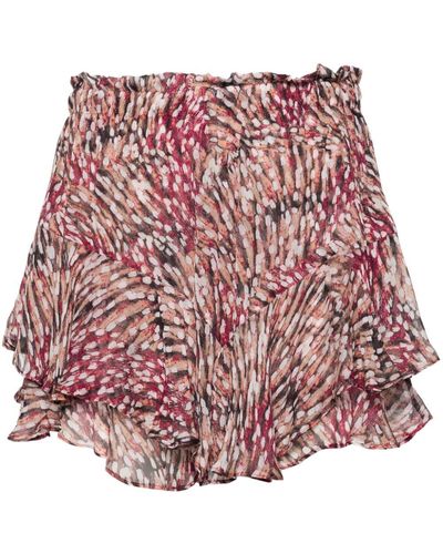 Isabel Marant Sornel Patterned Chiffon Shorts - Red