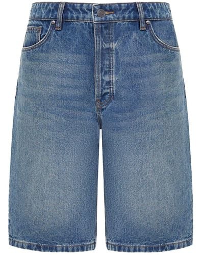 12 STOREEZ Hoch sitzende Jeans-Shorts - Blau