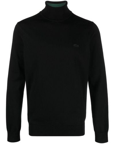Lacoste Logo-patch Roll-neck Sweater - Black
