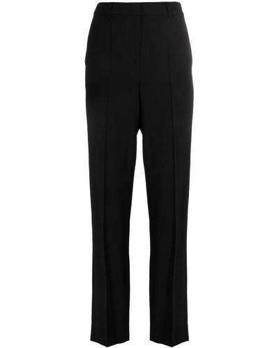Emporio Armani Pressed-crease Straight-leg Trousers - Black