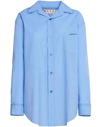 Marni Chemise en coton à manches longues - Bleu