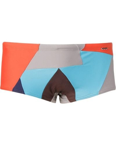 Amir Slama Geometric-print Swim Shorts - Blue