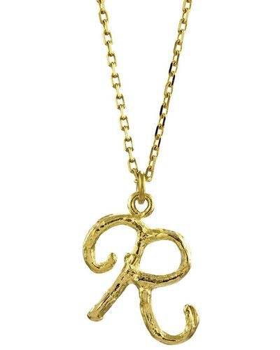 Alex Monroe 18kt Yellow Gold Enchanted Twig Alphabet R Necklace - Metallic