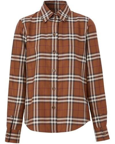 Burberry Camisa con motivo Vintage Check - Marrón