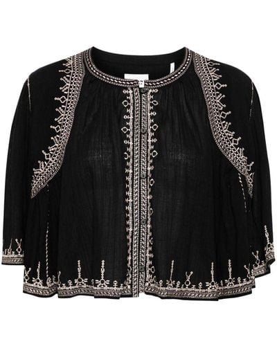 Isabel Marant Perkins embroidered blouse - Schwarz