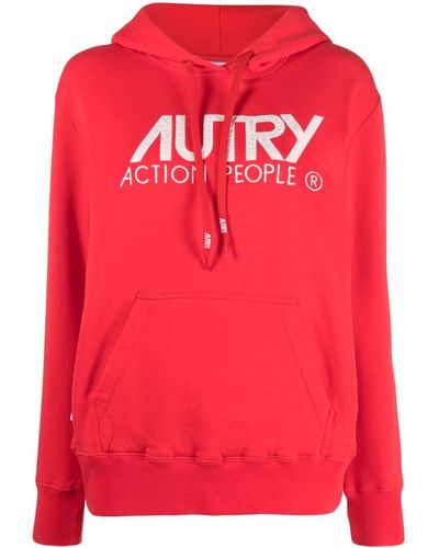 Autry Logo-print Cotton Hoodie - Red
