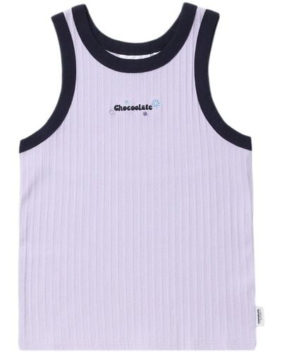 Chocoolate Logo-embroidered Ribbed Tank Top - Purple