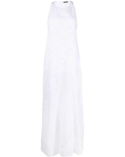 Kiton Vestido largo con detalle de perforaciones - Blanco