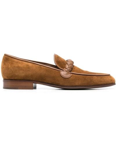 Gianvito Rossi Massimo Braided Suede Loafers - Brown