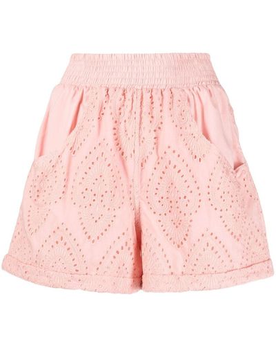 Forte Elasticated-waistband Lace Shorts - Pink