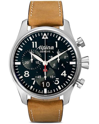 Alpina Startimer Pilot Quartz Chronograph Big Date 44mm Horloge - Zwart