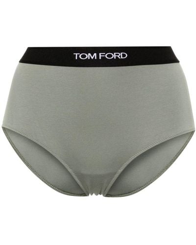 Tom Ford Logo-waistband Briefs - Women's - Elastane/modal - Grey