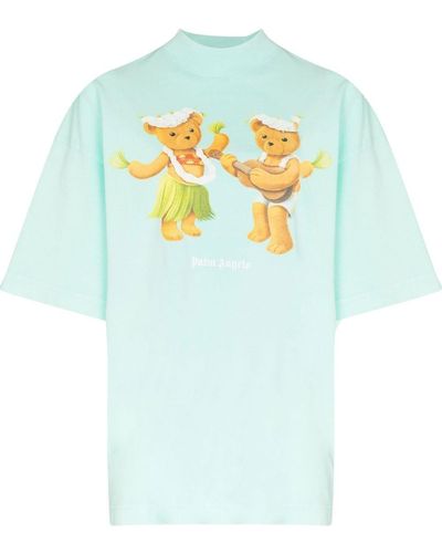 Palm Angels テディベアプリント オーバーサイズ Tシャツ - ブルー