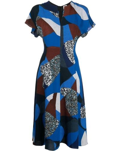 Paul Smith Graphic-print V-neck Midi Dress - Blue