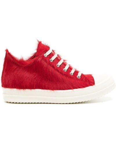 Rick Owens Fur-design sneakers - Rosso