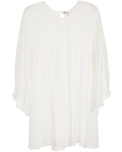 Olympiah Vestido de manga larga a capas - Blanco