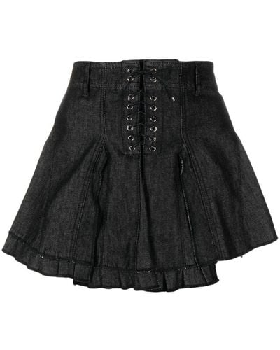 Ludovic de Saint Sernin Lace-up Ruffled Miniskirt - Black