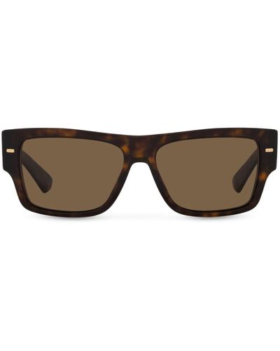 Dolce & Gabbana Lusso Sartoriale Rectangle-frame Sunglasses - Brown