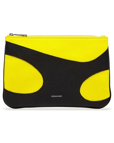 Ferragamo Cut-out Leather Phone Pouch - Yellow