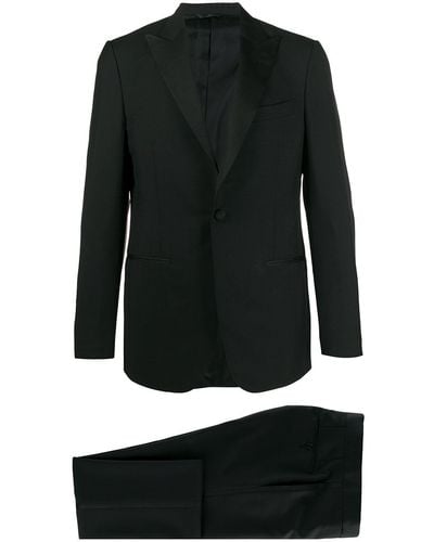 Dell'Oglio Fitted Tuxedo Suit - Black
