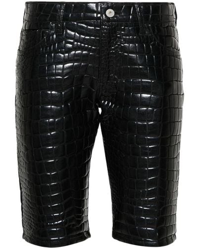 Junya Watanabe Pantalones cortos con efecto de piel de cocodrilo - Negro