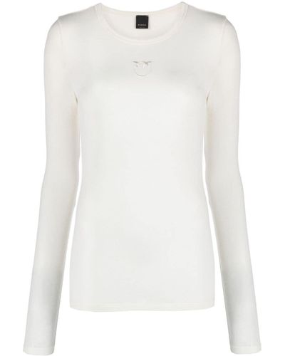 Pinko Langarmshirt mit Rundhalsausschnitt - Weiß