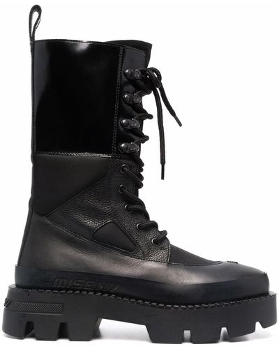 MISBHV Lace-up Leather Boots - Black