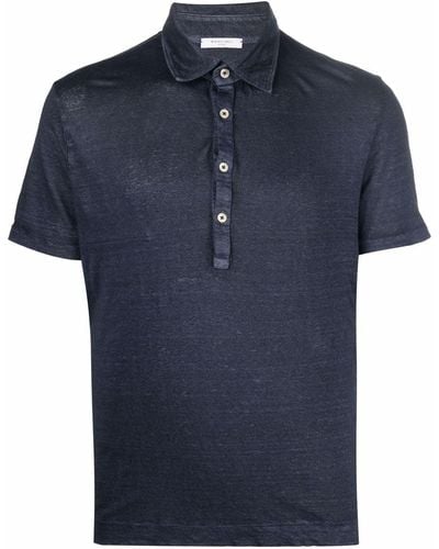 Boglioli Linen Short-sleeve Polo Shirt - Blue