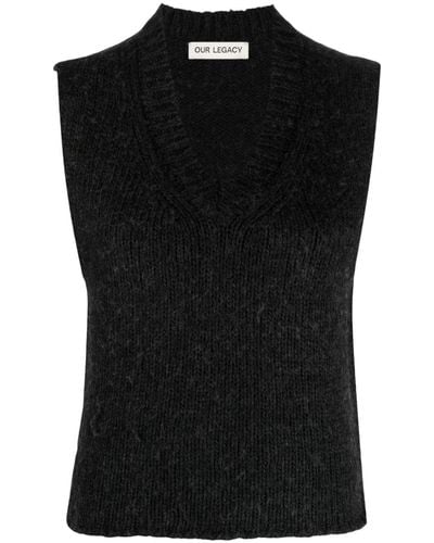 Our Legacy V-neck Knitted Vest - Black