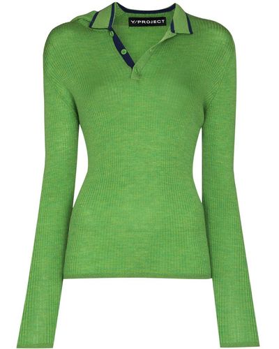 Y. Project Deconstructed Roll Neck Wool Sweater - Green