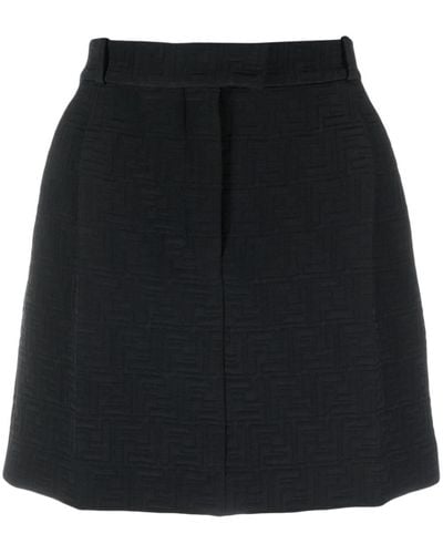 Fendi Minifalda con motivo Zucca - Negro