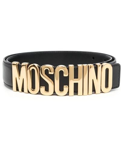 Moschino Logo-plaque Leather Belt - Black