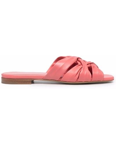 Emporio Armani Flat Leather Slides - Pink