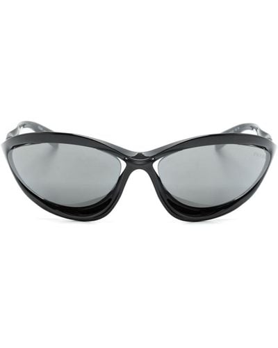 Prada Runway Sonnenbrille mit geometrischem Gestell - Grau