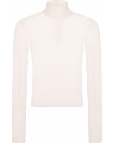 Dolce & Gabbana Ribbed Long-sleeve Knit Top - White