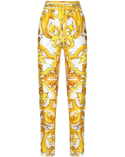 Dolce & Gabbana Drawstring-waist Silk Track Trousers - Yellow
