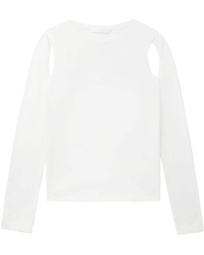 Helmut Lang Fein gestrickter Pullover mit Cut-Out - Weiß