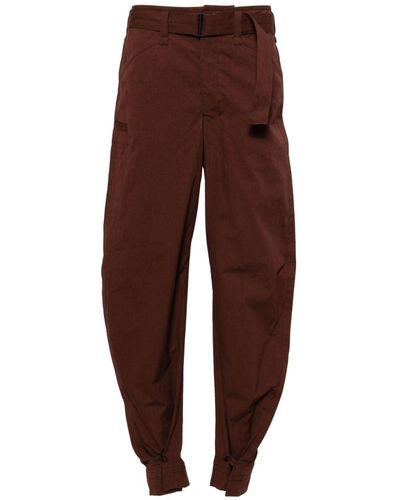Lemaire Tapered-leg cotton trousers - Marrone