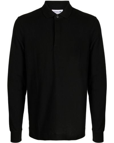 Lacoste Logo-patch Long-sleeve Polo Shirt - Black