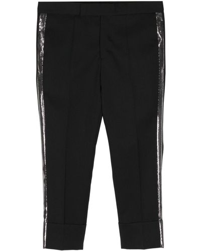 SAPIO Pressed-crease Wool Tapered Trousers - Black