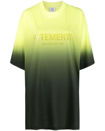 Vetements Logo-print Ombré Cotton T-shirt - Green