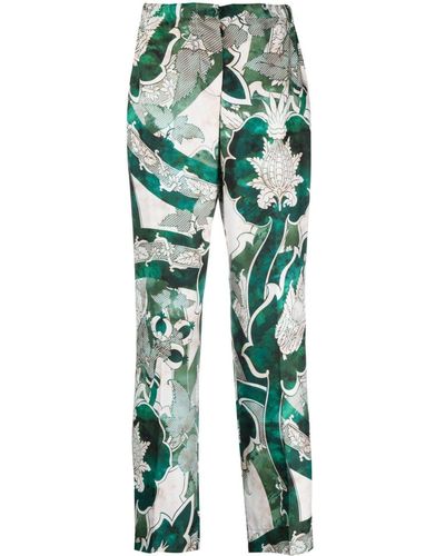 F.R.S For Restless Sleepers Graphic-print Silk Pyjama Trousers - Green