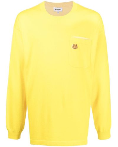 KENZO Logo-patch Crew Neck Sweatshirt - Yellow